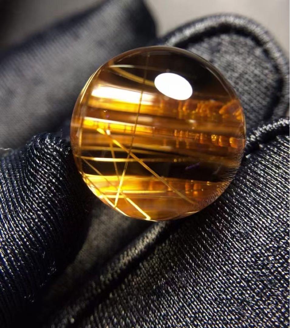 ⭐︎天然銅色ゴールドルチルクオーツ 丸玉 14.9mm 4.6g