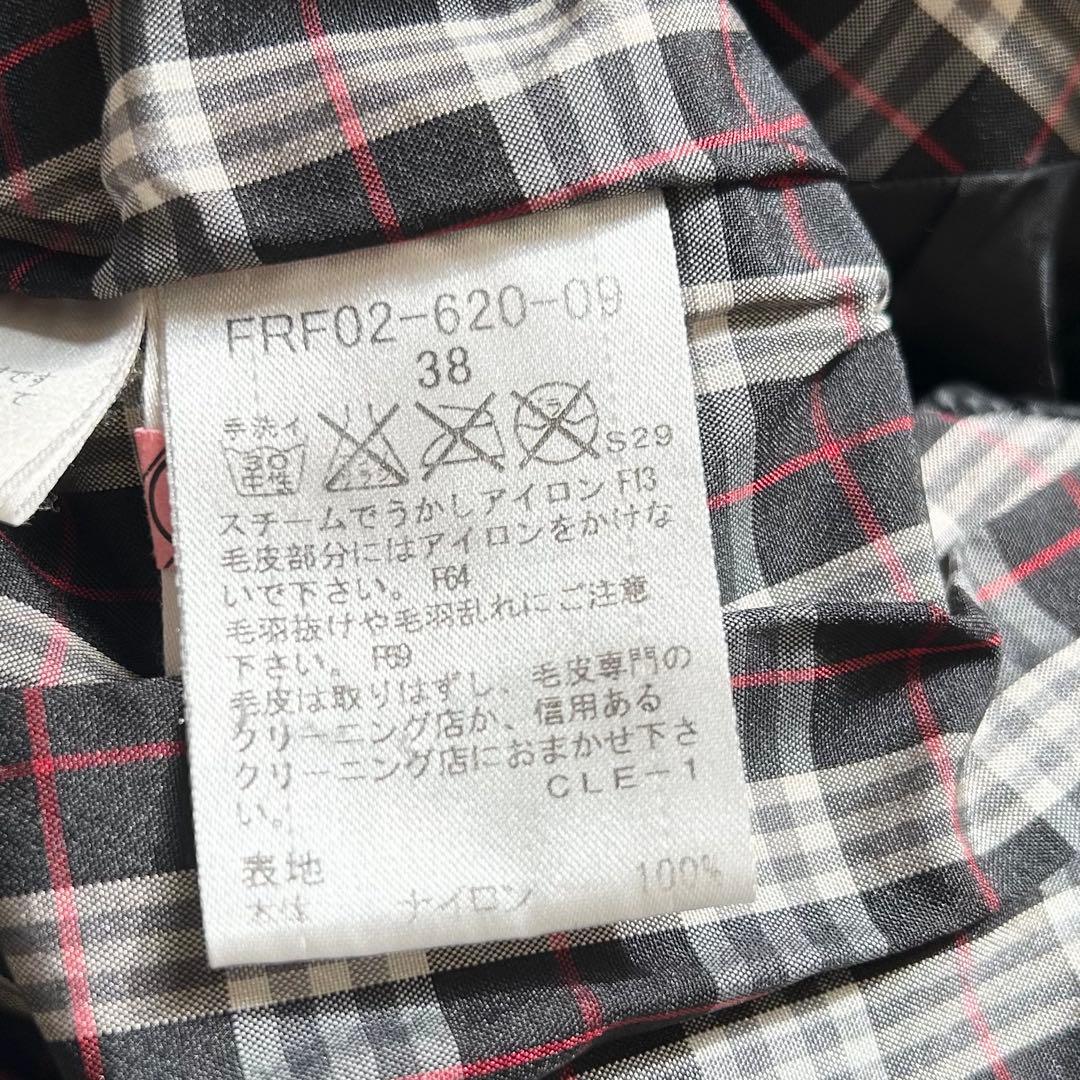 バーバリーブルーレーベル ダウンコート 裏地チェック ブラック ダウン80% M