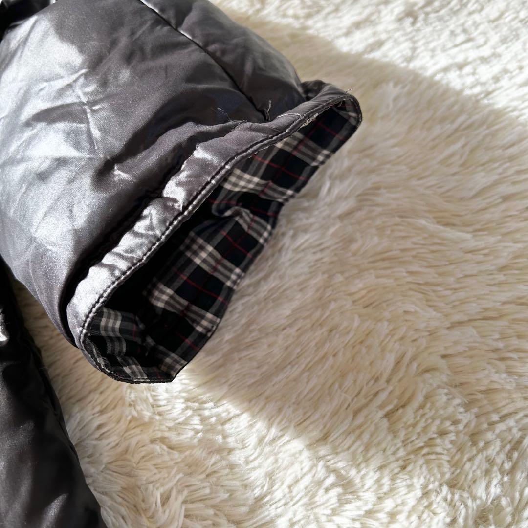 バーバリーブルーレーベル ダウンコート 裏地チェック ブラック ダウン80% M
