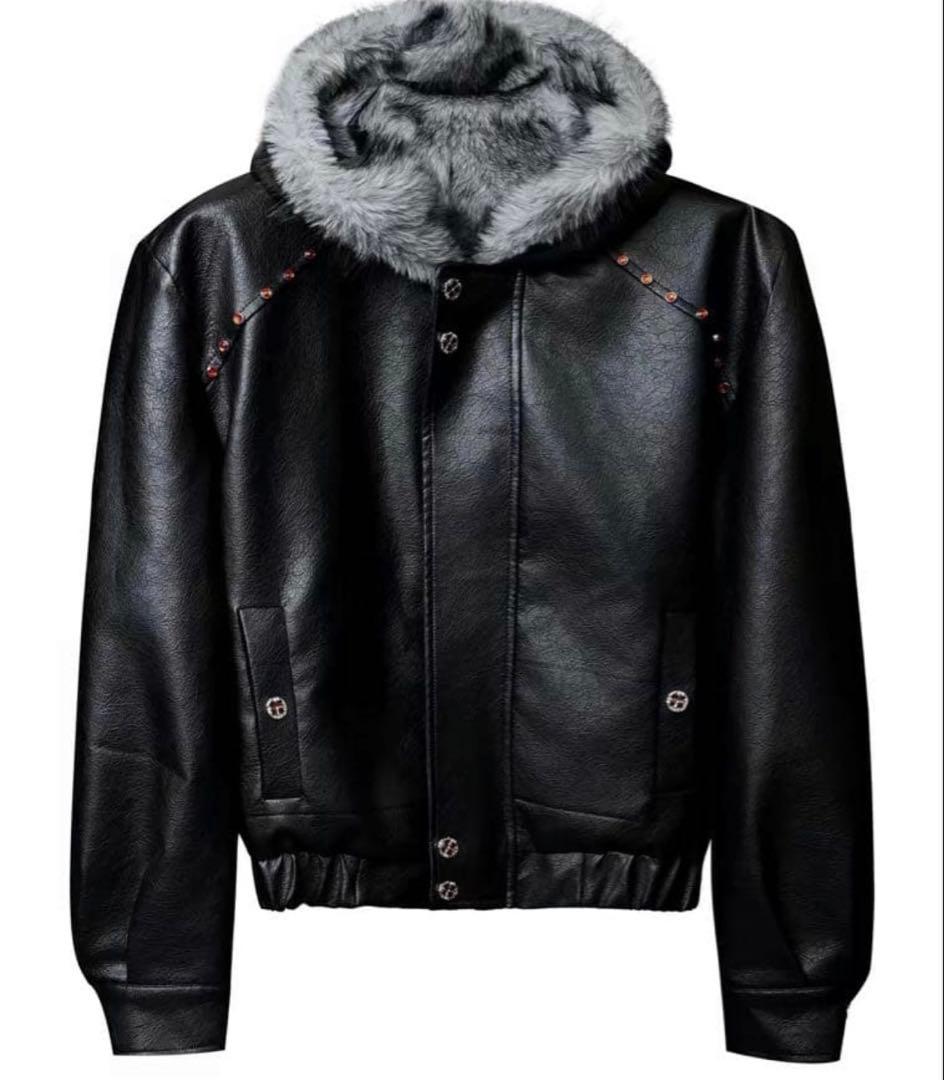 H*o様 正規店購入ArguE CulturEフード付き ファー切替 レザージャ