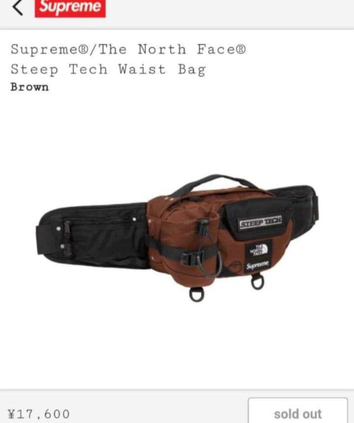 Supreme / The North Face Waist Bag ブラウン