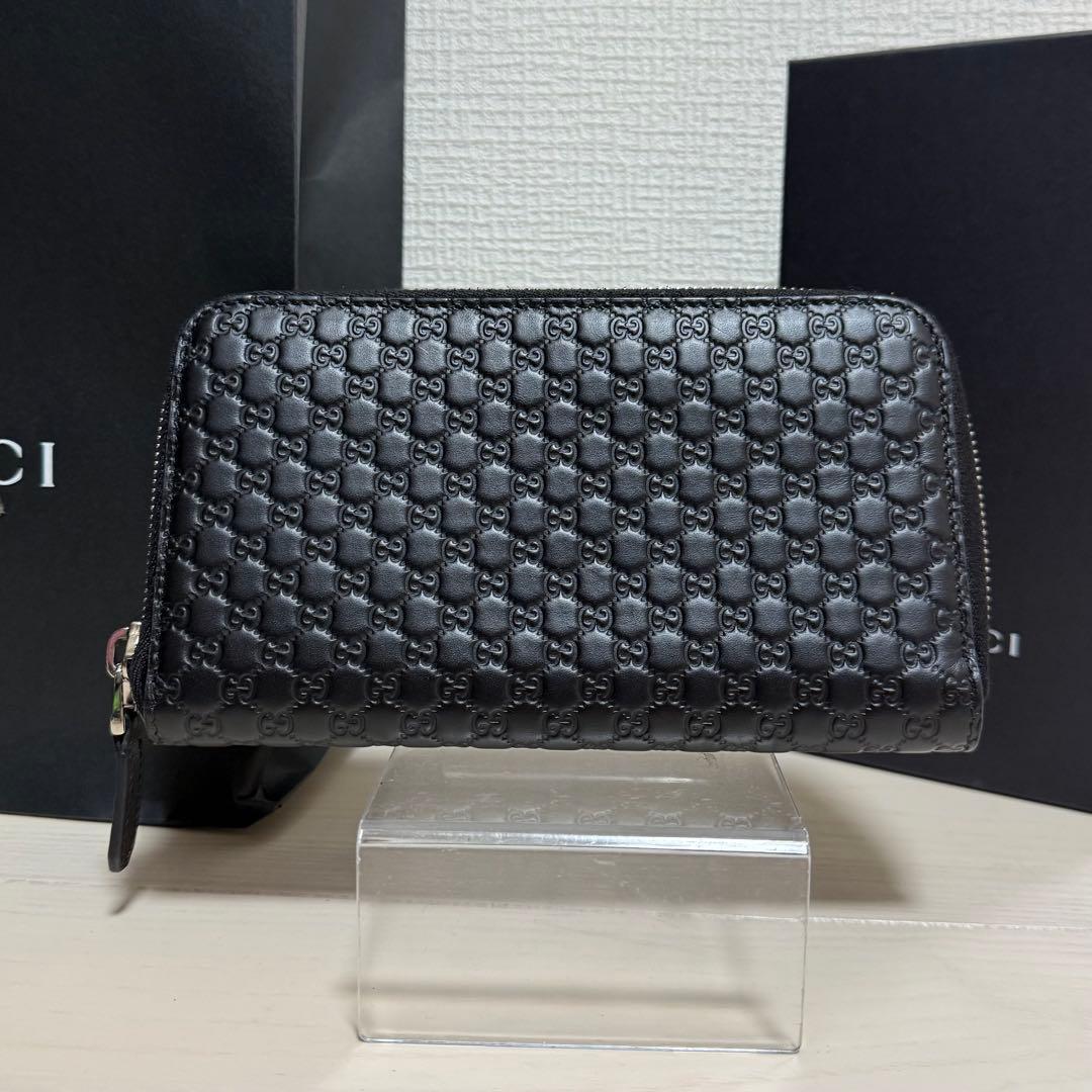 未使用級✨ グッチ GG ラウンドファスナー レザー ブラック 長財布