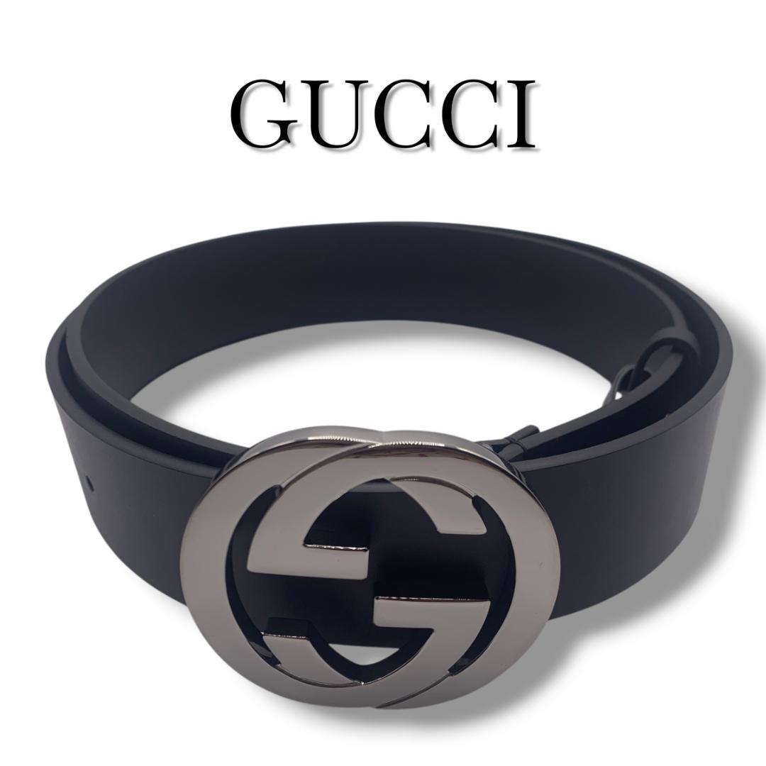 美品★gucci グッチ　ベルト　92-102cm （バックル　暗めシルバー）
