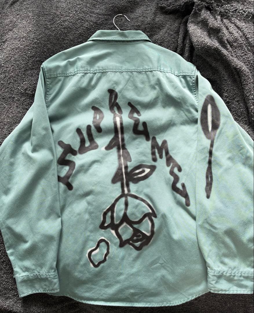 Supreme ミントグリーン 長袖シャツ XL バラ 薔薇 rose