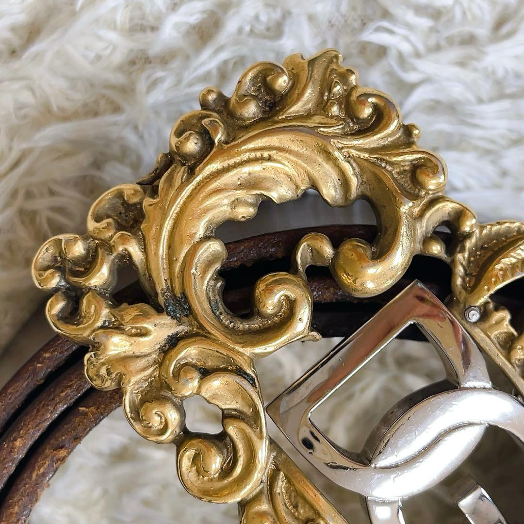 ドルチェ&ガッバーナ ロゴ バックル ベルト ドルガバ DG ブラウン　y2k