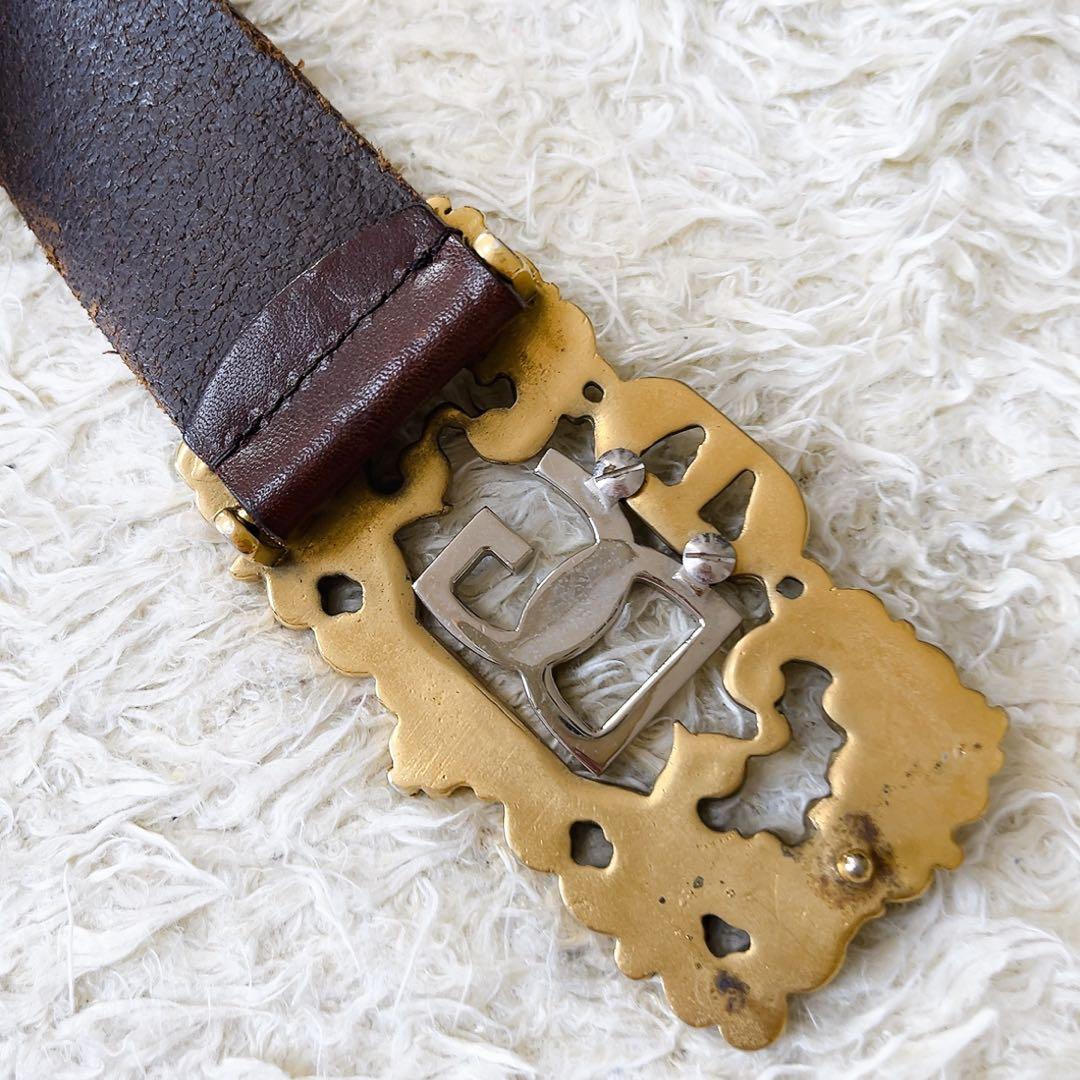 ドルチェ&ガッバーナ ロゴ バックル ベルト ドルガバ DG ブラウン　y2k