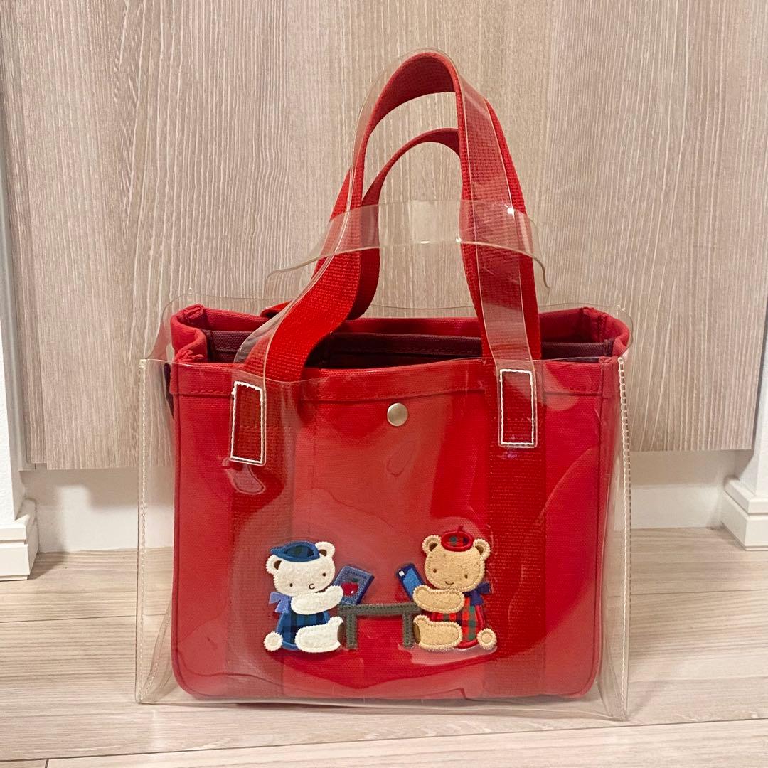 【Pear】ファミリア×エジュー　クリアビニールバッグ　赤