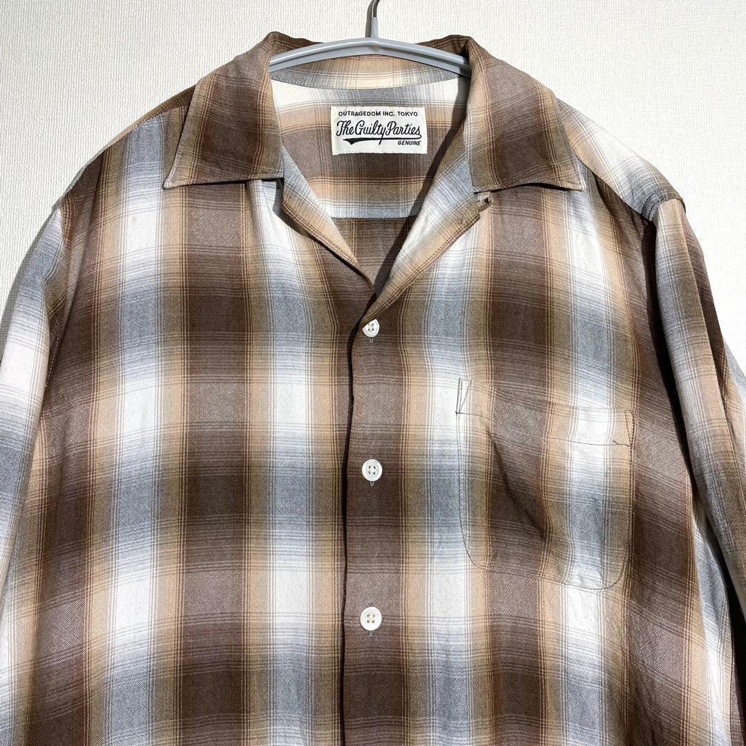 ワコマリア オンブレ チェック シャツ ブラウン マルチカラー S