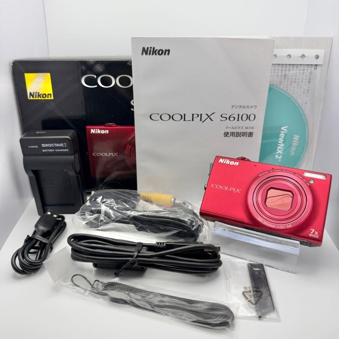 【極美品】Nikon COOLPIX S6100 レッド 箱付 11032