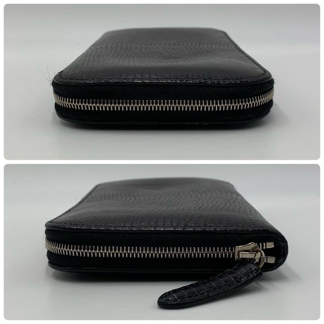 ［美品］カミーユフォルネ リザード　ラウンドジップ　フランス製　ダークネイビー