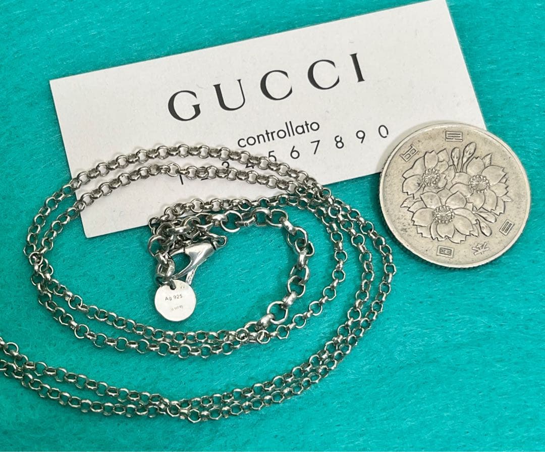 美品　GUCCI 2.2ミリ クロームチェーンネックレス　シルバー925