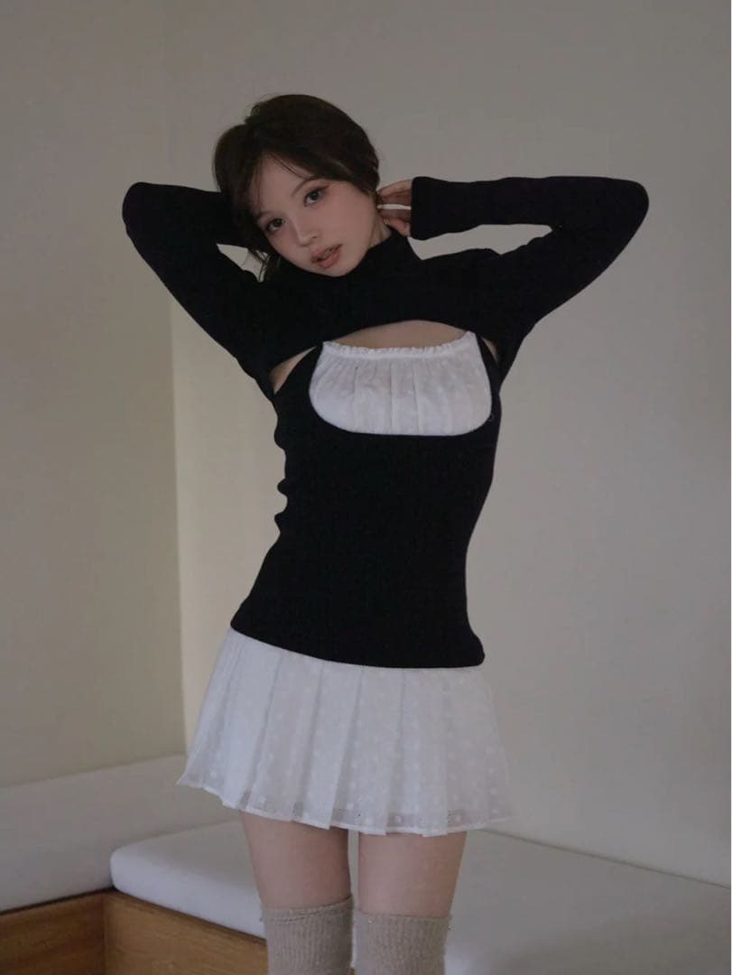 and mary Poppy lace set dress ブラック