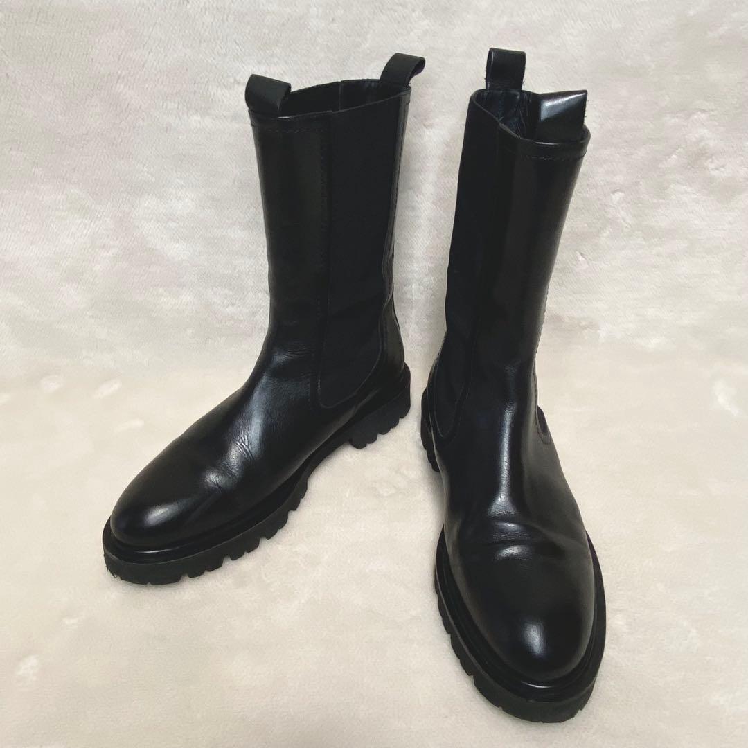 パスクッチ イエナ別注 サイドゴアブーツ 37 厚底 本革 軽量 黒