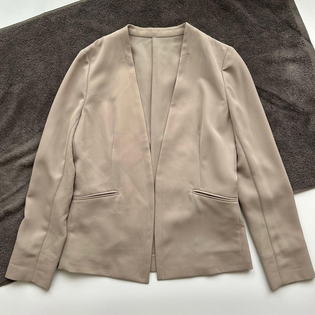 極美品♡グリーンレーベルリラクシング　ノーカラー　ワイドパンツ　ウエストリボン