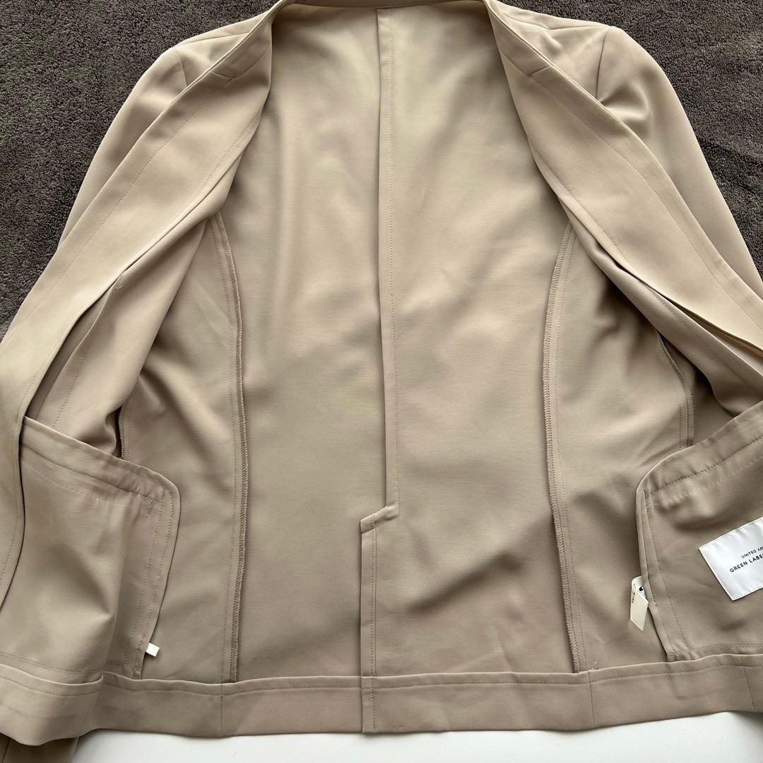 極美品♡グリーンレーベルリラクシング　ノーカラー　ワイドパンツ　ウエストリボン