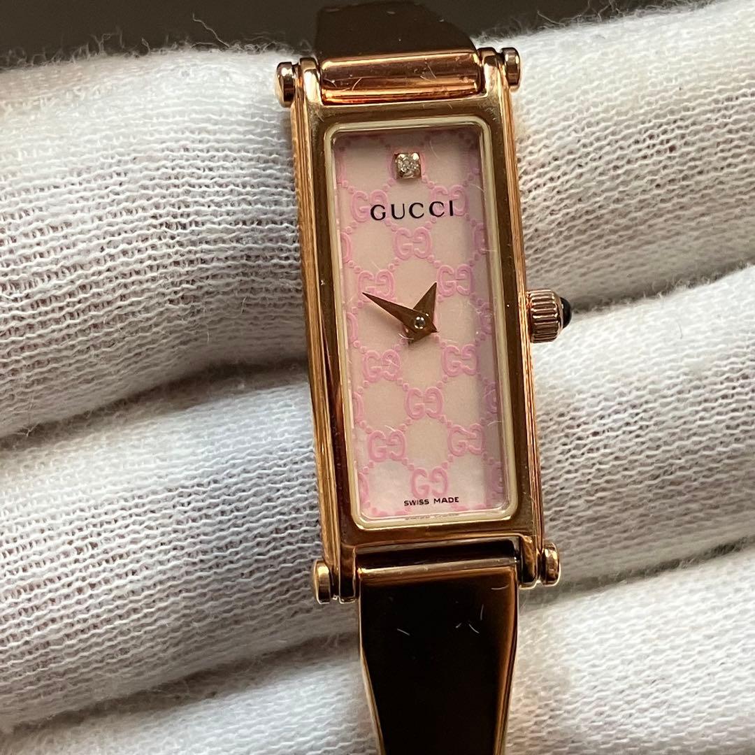 G*中様 GUCCI グッチ ピンクシェル QZ 1500L 腕時計　【12d4