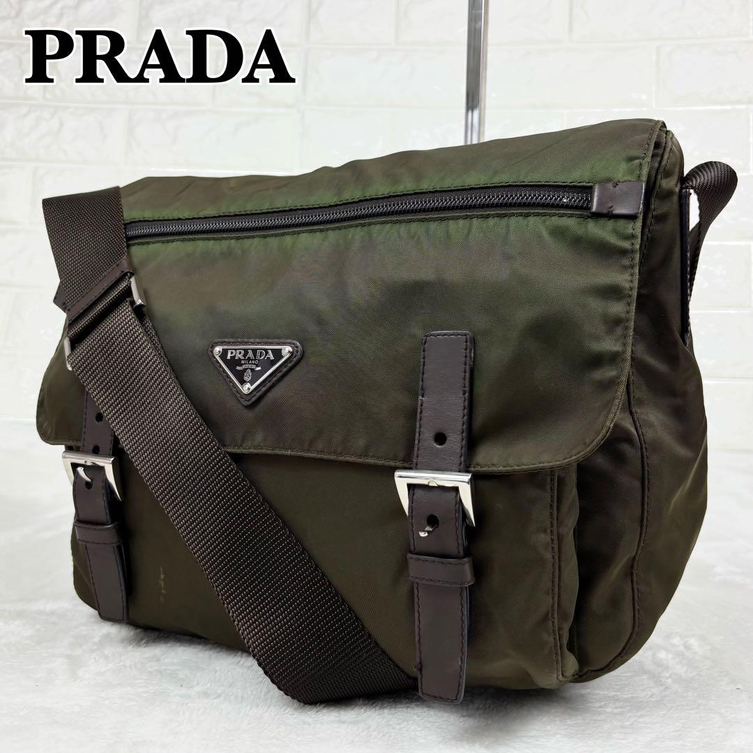 PRADA プラダ ナイロン メッセンジャーバッグ ショルダーバッグ カーキ