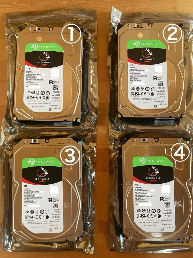 Seagate IronWolf 4TB HDD 4台セット