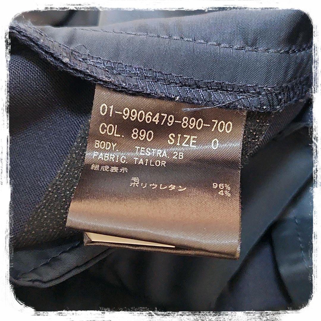 未使用級　極美品　ノーカラー　パンツスーツ　セットアップ　ネイビー