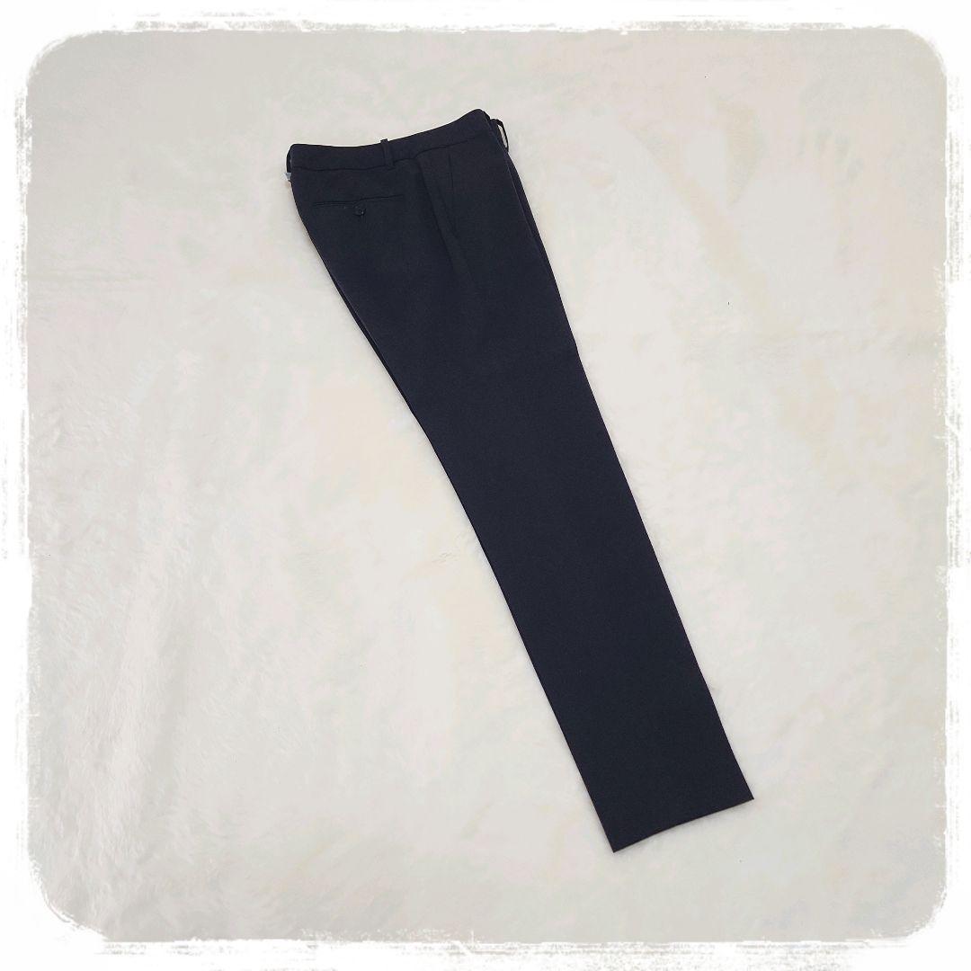 未使用級　極美品　ノーカラー　パンツスーツ　セットアップ　ネイビー