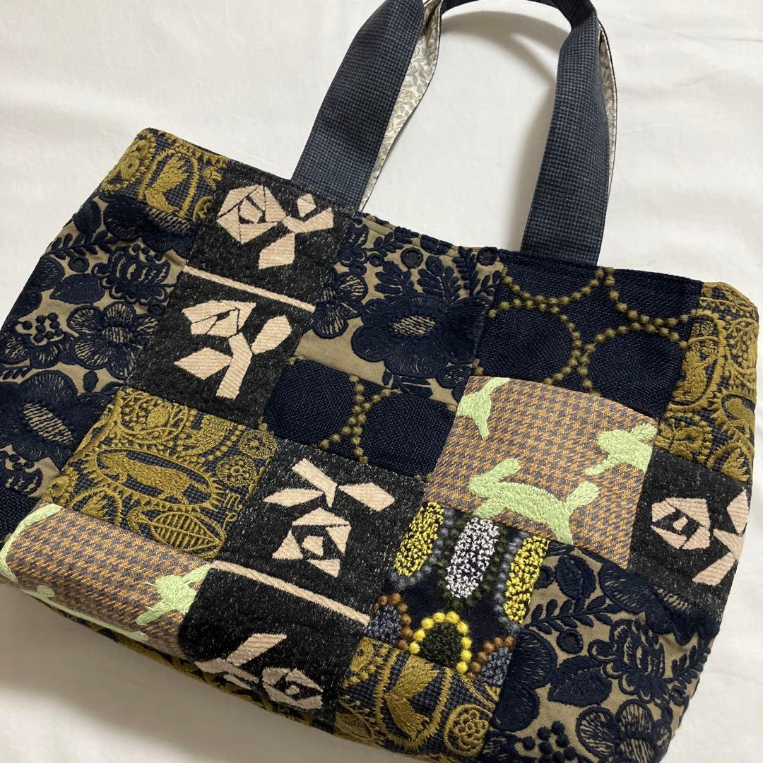 d)ミナペルホネン☆ハンドメイド パッチバッグ(jungle relief)