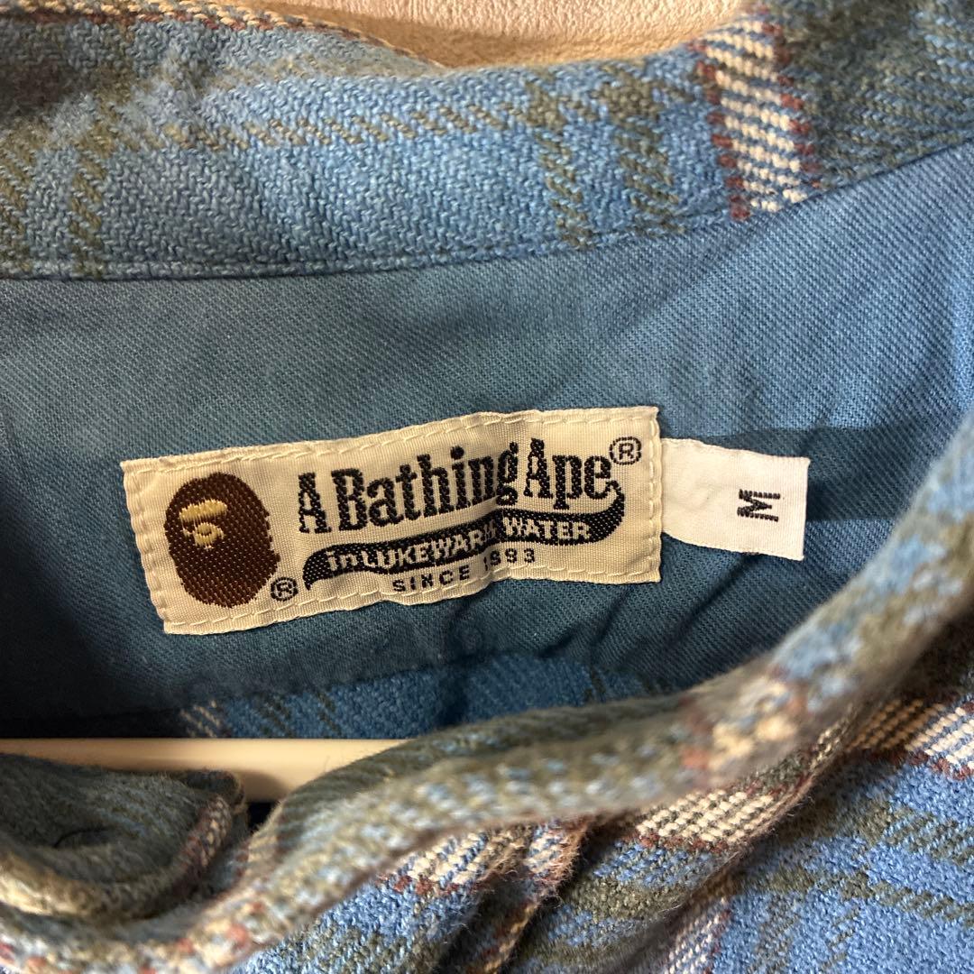 A Bathing Ape 長袖ネルシャツ 青系チェック