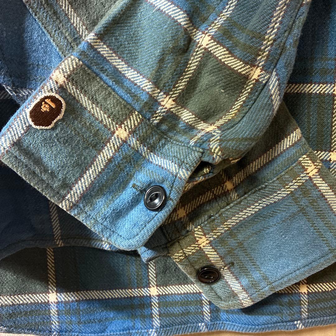 A Bathing Ape 長袖ネルシャツ 青系チェック