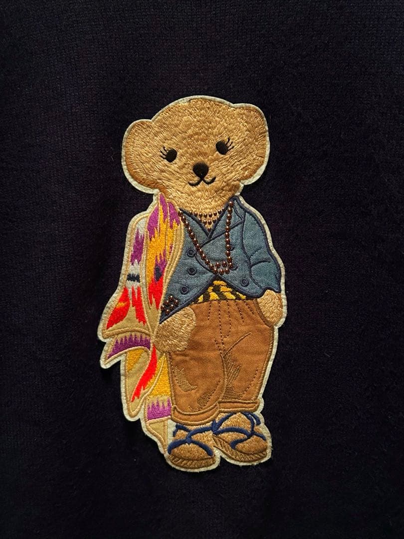 ラルフローレン 最高級 幻のカシミヤ100%ポロベアニットセーター M 紺