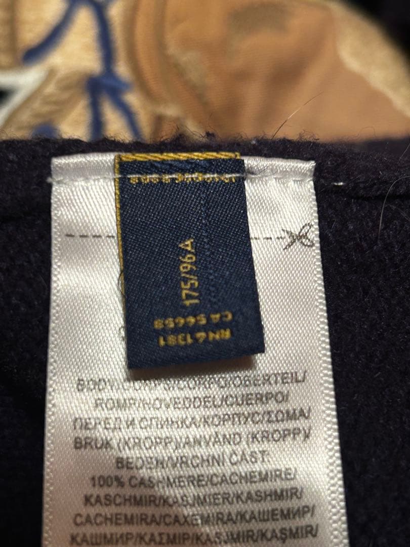 ラルフローレン 最高級 幻のカシミヤ100%ポロベアニットセーター M 紺