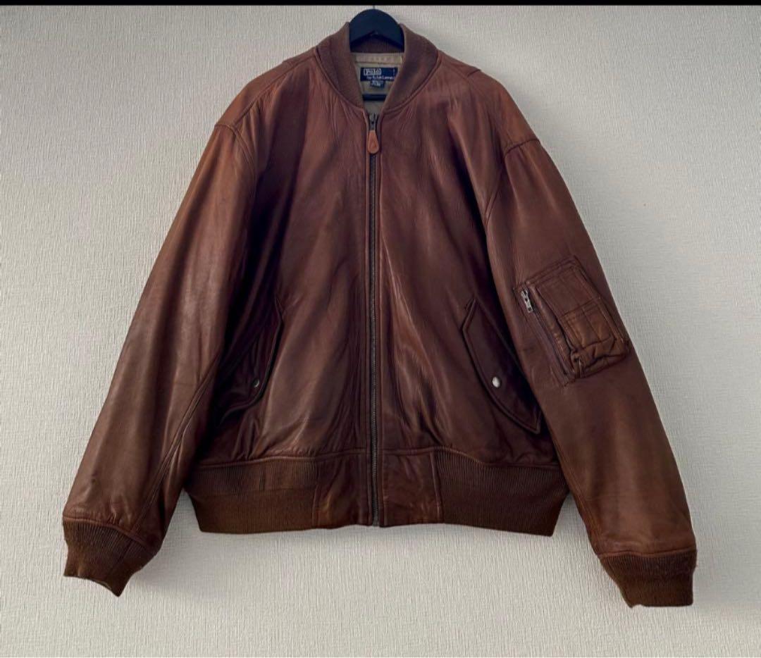 む*く様 超スペシャル 「希少サイズ XL」90s ラルフローレン レザー ジャ