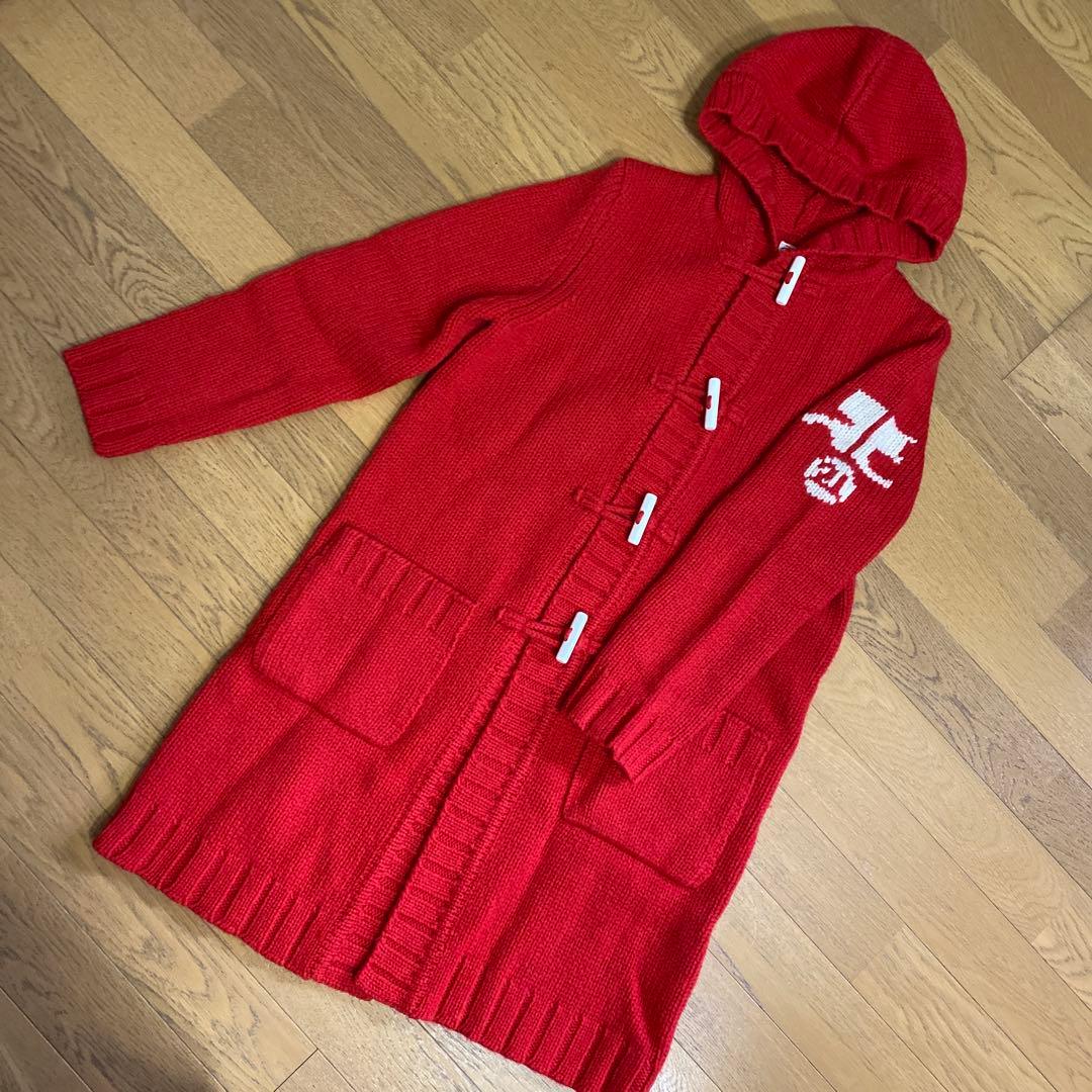 courrèges クレージュ　フード付きニットダッフルコート