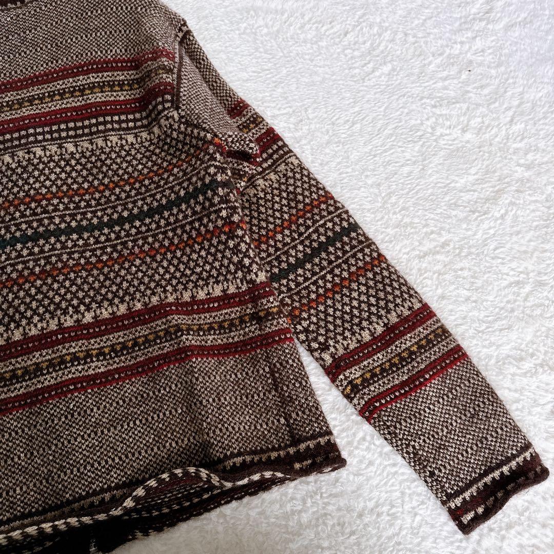 【ポロスポーツラルフローレン】ウールシルク 総柄ジップアップニットジャケット L