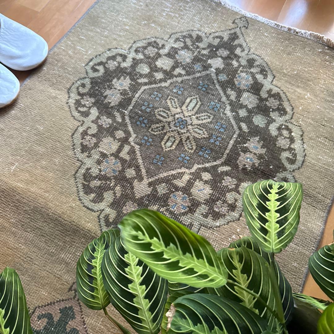 専用ページ　67×139 カーキベージュ　色褪せカラー　トルコヴィンテージラグ