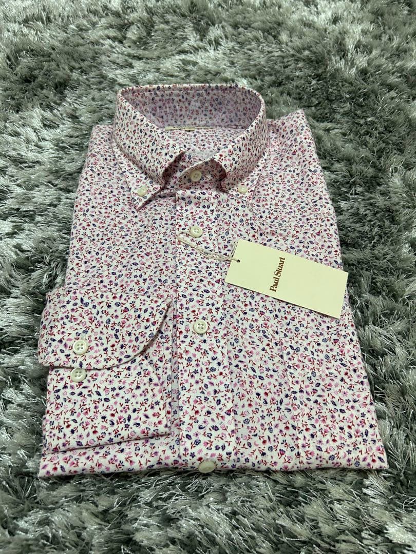 新品タグ付き正規品　Paul Stuart ドレスシャツ　L 綿90麻10