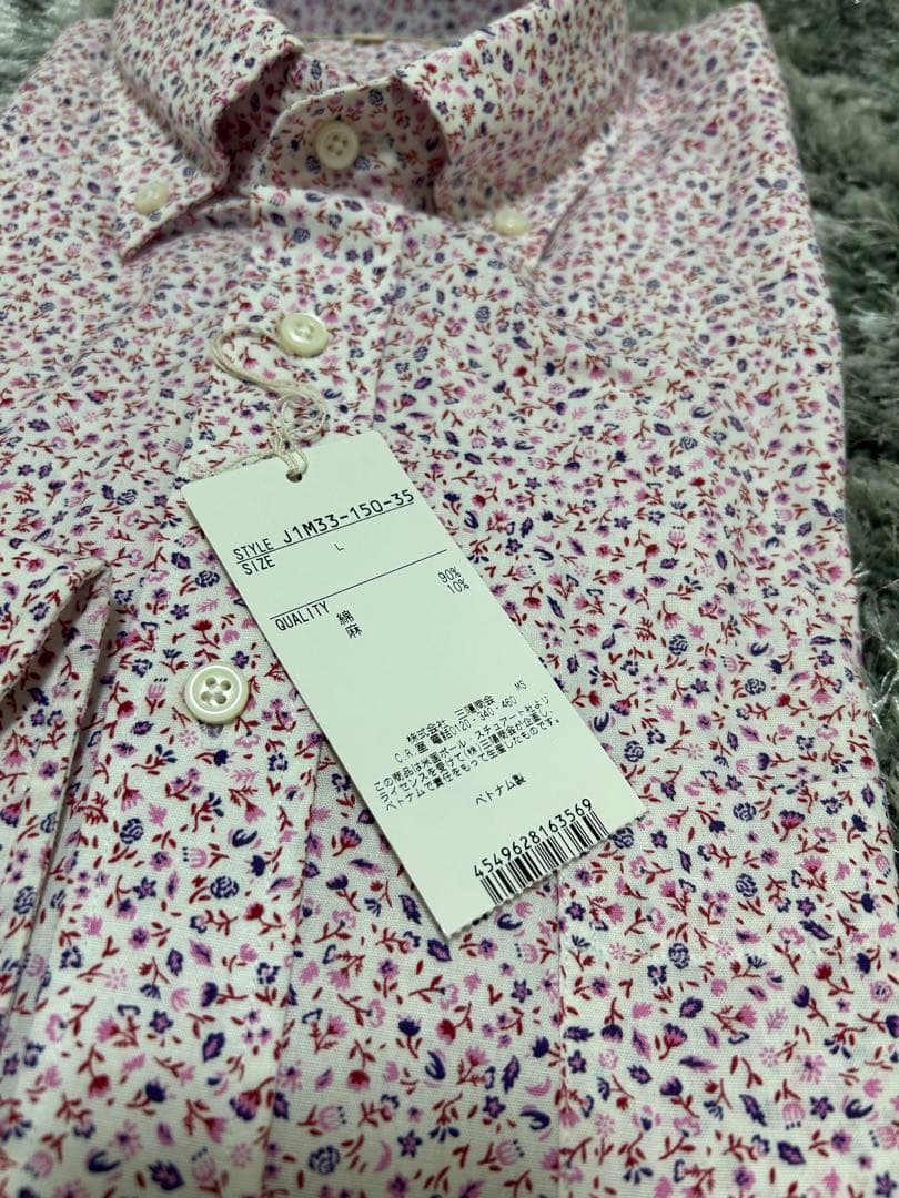 新品タグ付き正規品　Paul Stuart ドレスシャツ　L 綿90麻10