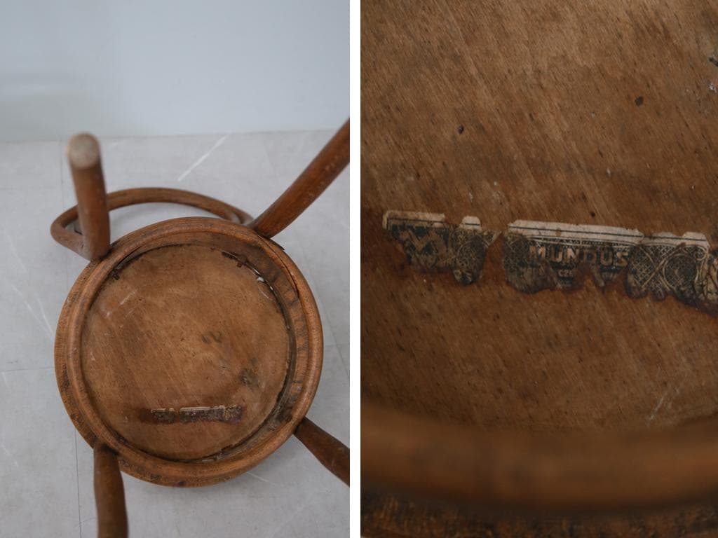 フランスアンティークMundus製ベントウッドチェア/木製椅子イス(92-65)