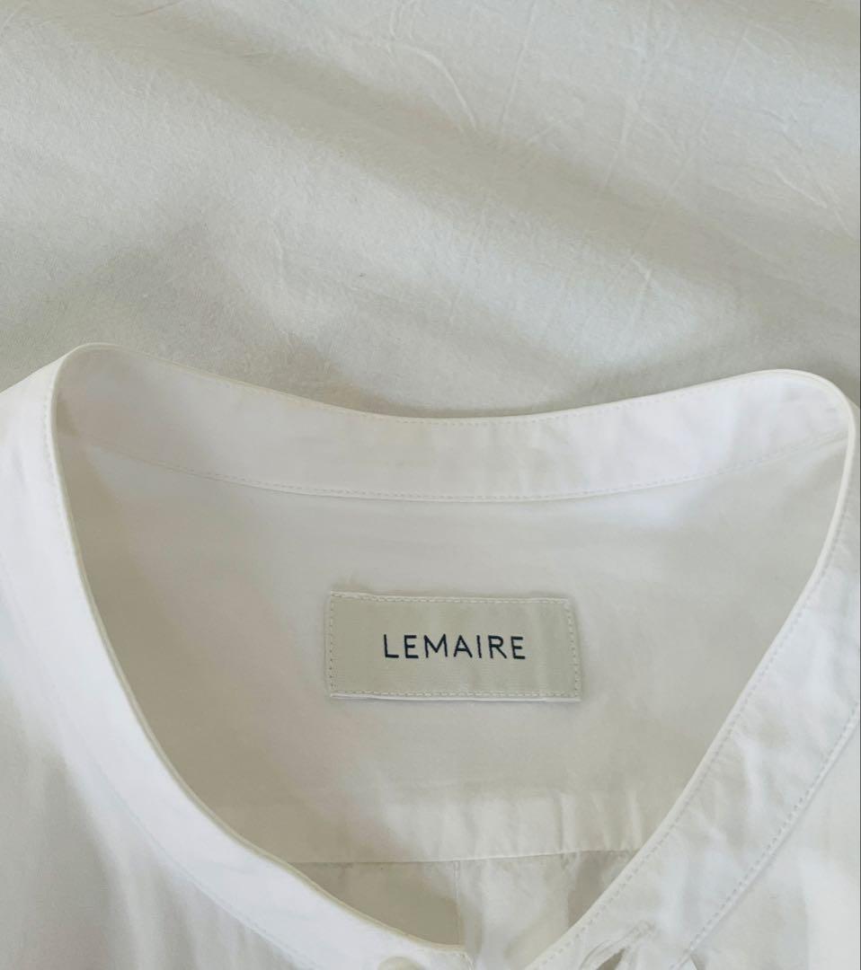 LEMAIRE コットンポプリン比翼バンドカラー長袖シャツ XS