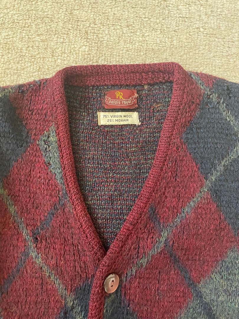 60s モヘアカーディガン　アーガイル