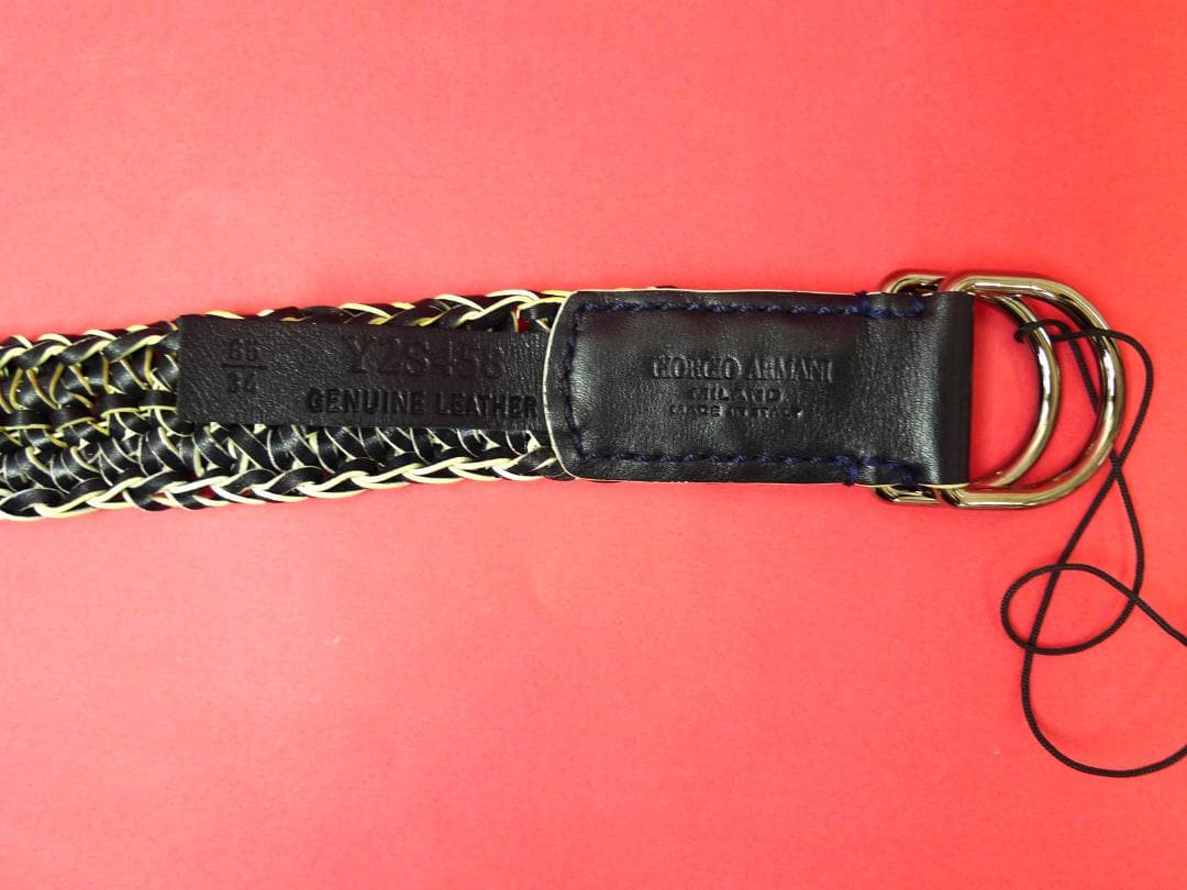 【未使用】ジョルジオアルマーニ　リングベルト　レザー　メッシュ　８５/３４
