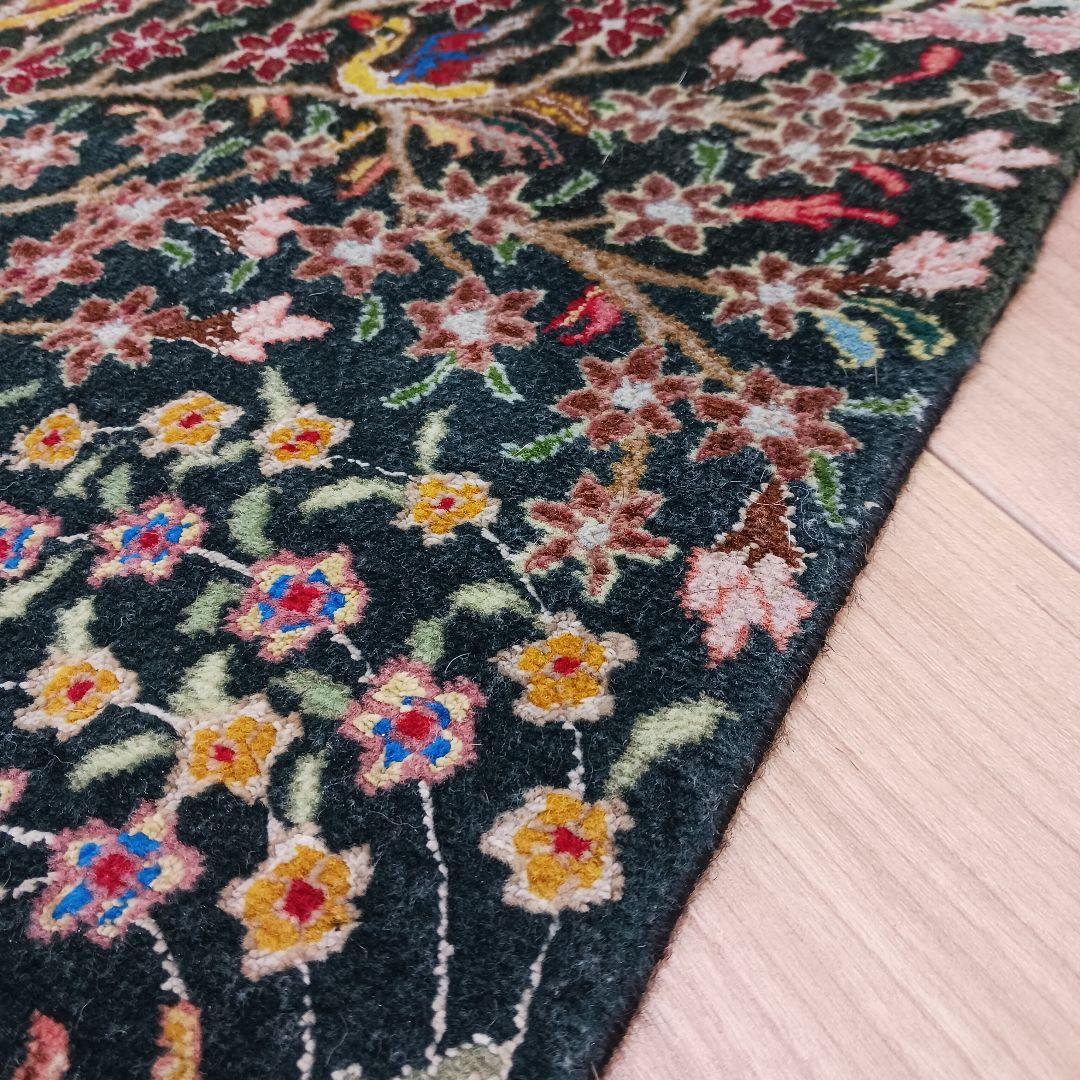 Y3345 ペルシャ絨毯 タブリーズ産 ウール 手織り 生命の樹