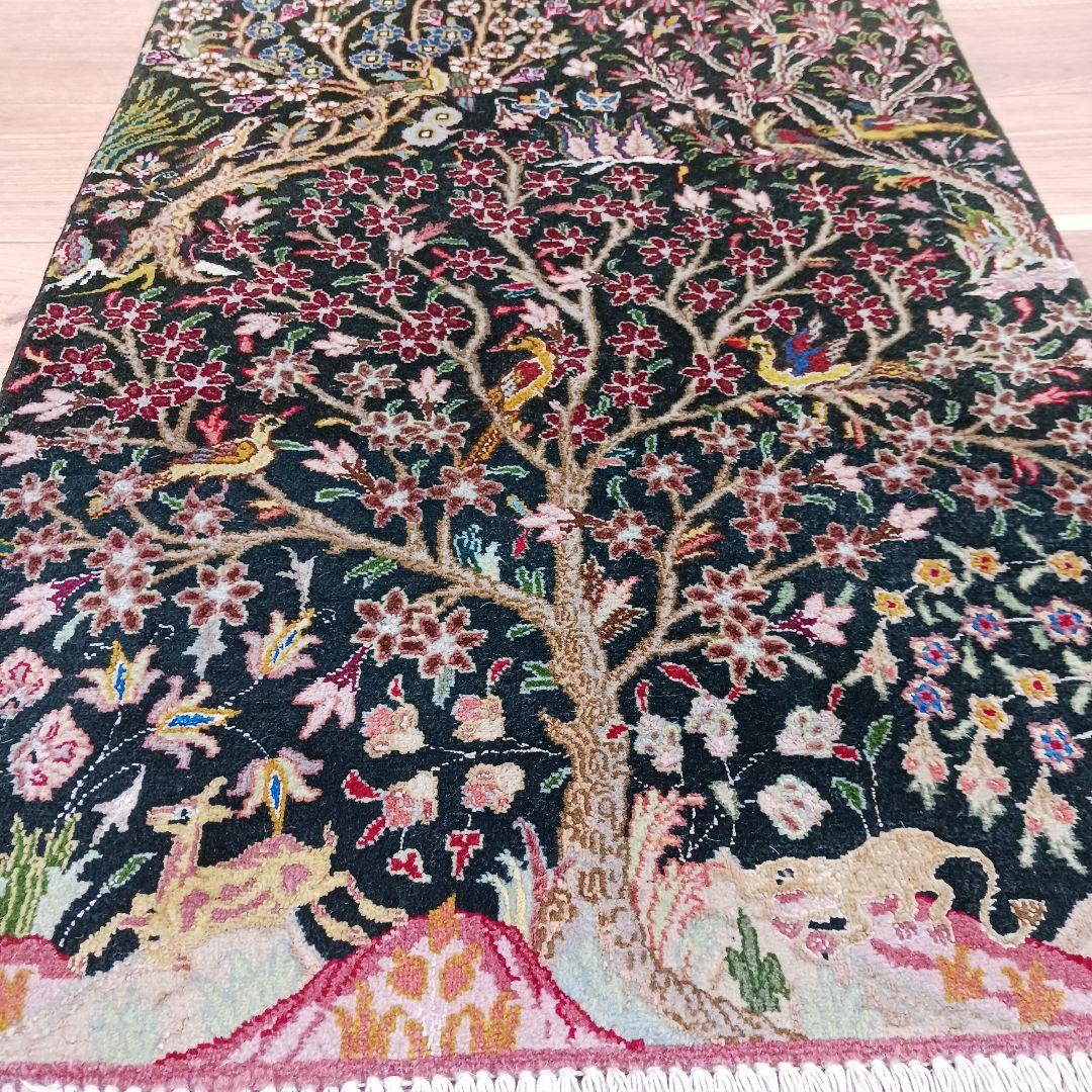 Y3345 ペルシャ絨毯 タブリーズ産 ウール 手織り 生命の樹