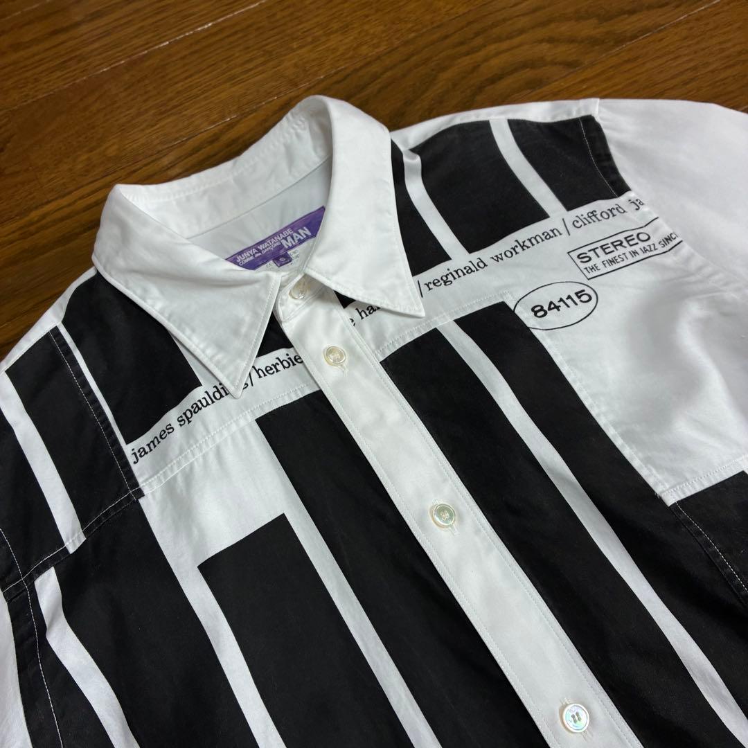 コムデギャルソン MAN ブルーノート コットンシャツ S 白 黒 AD2015