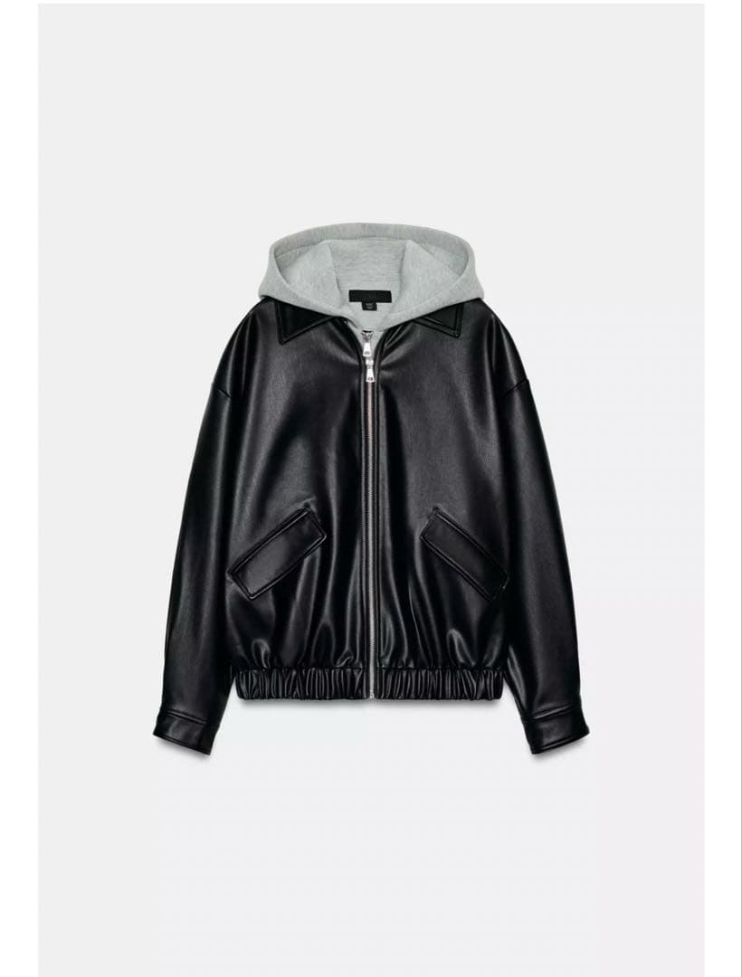 完売品⭐︎ZARA コントラストフェイクレザージャケット M ブラック