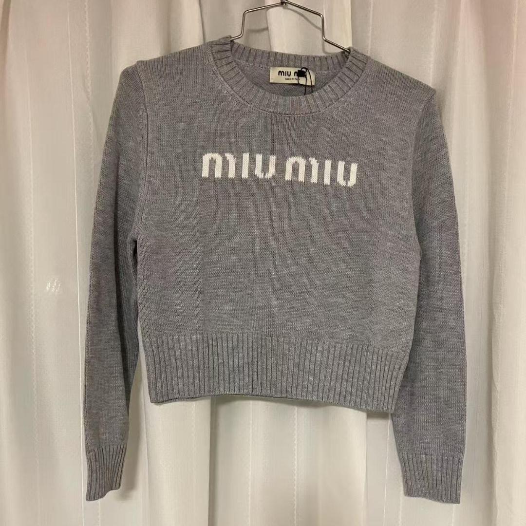 ロゴ ニット　グレー　M