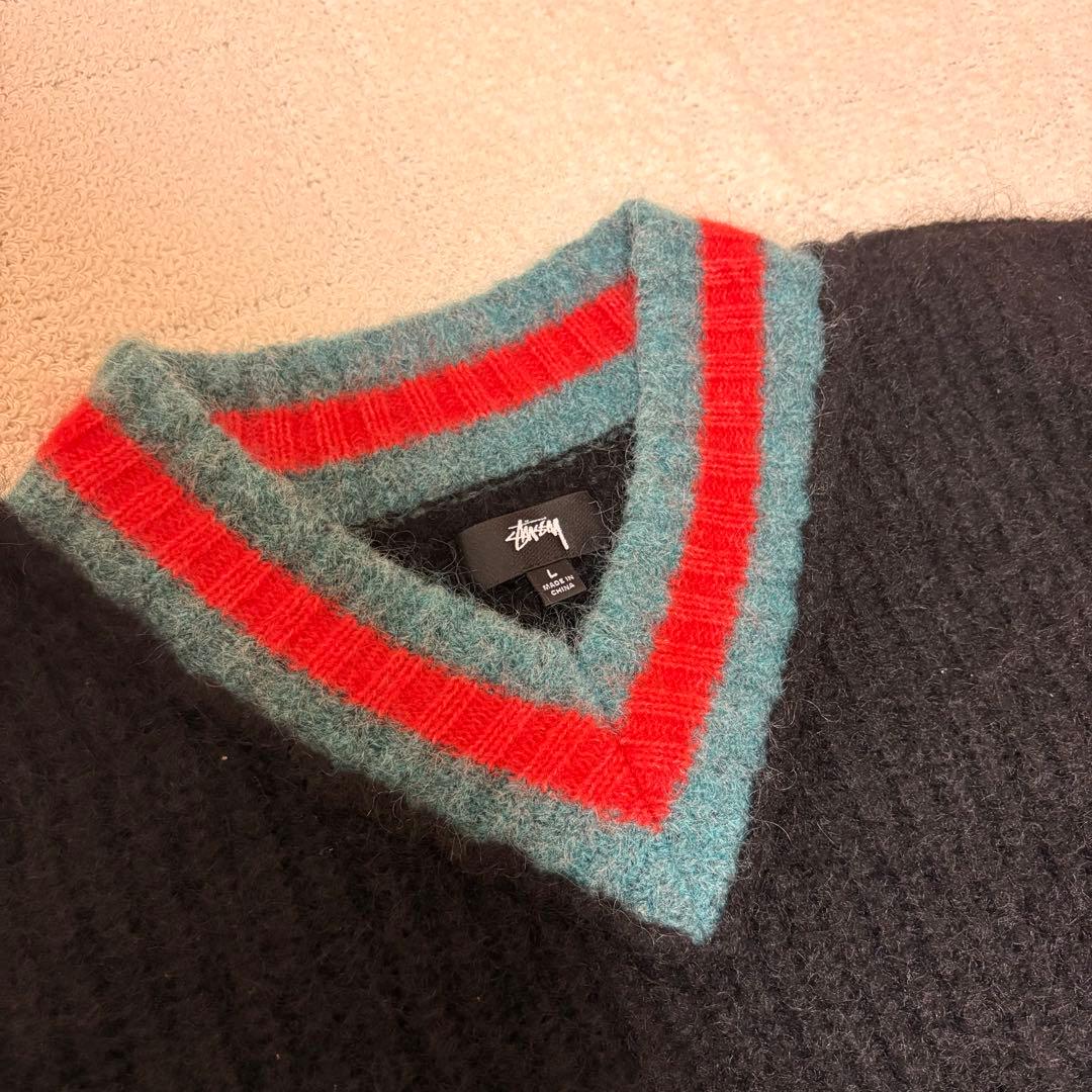 Stussy ステューシー モヘヤテニスセーター Ｖネック ニット