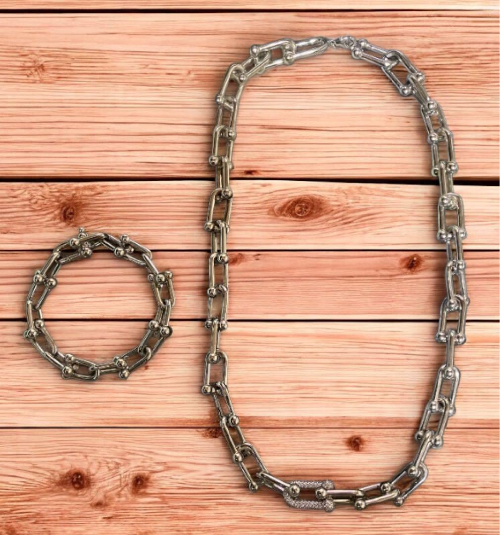 K*D様 早い者勝ち　海外購入品　リンクチェーンネックレス&ブレスレットセット