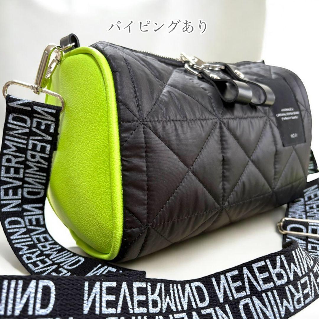 Accent Bag／キルティングブラック×ライムグリーン