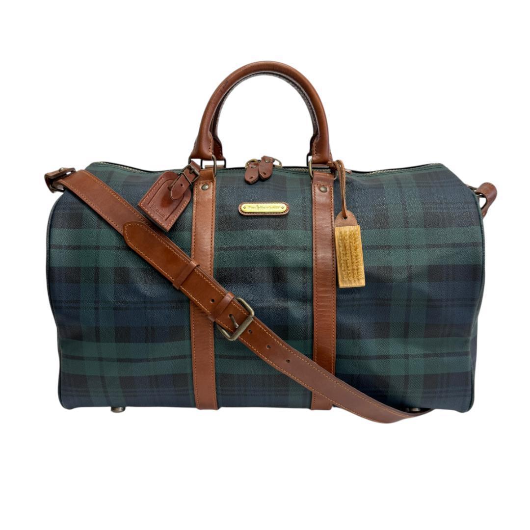 美品 ポロ ラルフローレン ボストンバッグ 2WAY グリーン チェック柄