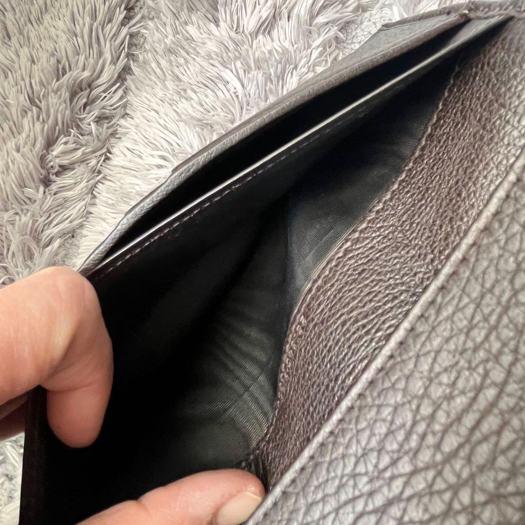 極美品✨GUCCI インターロッキング　長財布　シボレザー　ブラウン　Wホック