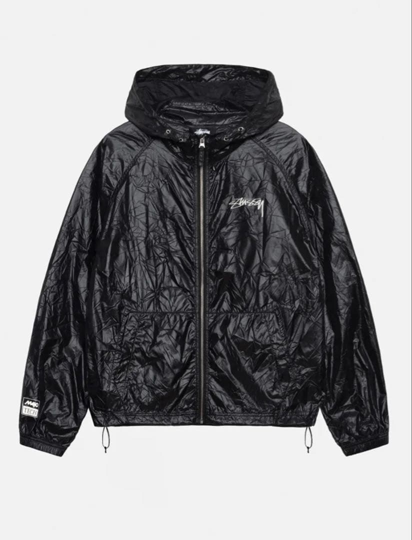 Stussy シェルジャケット ブラック シワ加工